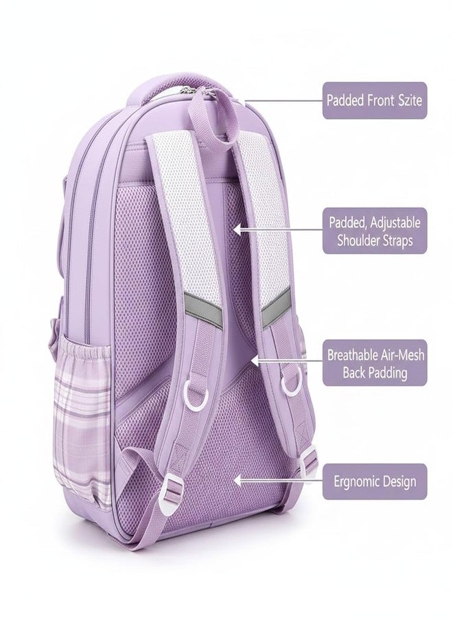 13 SOEME Purple Chex School Bag for Boys and Girls - Unisex Kids Bag, College Bag for Girls - Ideal for Kids, Boys, Girls, Parents, Mother, Father - Durable and Stylish - Image 5